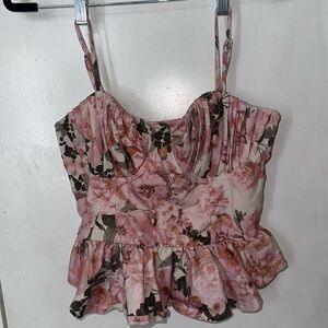 🩷Women’s EXPRESS Medium floral ruffle spaghetti strap🌷